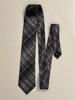 Kenneth Cole Black Checkered Silk Tie